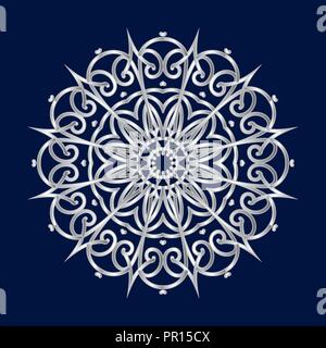 Floral round simbolo decorativo. Etnica degli elementi decorativi. Modello di orientali, illustrazione vettoriale. Libro da colorare pagina. Schema circolare. Abstract indietro Illustrazione Vettoriale