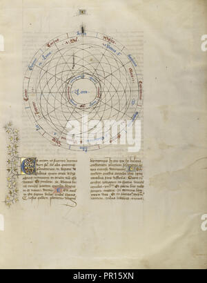 Grafico zodiacale; Virgilio Master, Francese, attivo circa 1380 - 1420, Parigi, Francia; circa 1405; tempere, vernice dorata Foto Stock