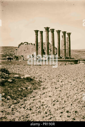 A est del Giordano e il Mar Morto. Il tempio del sole [Jerash]. 1900, Giordania, Gerasa, estinto city Foto Stock