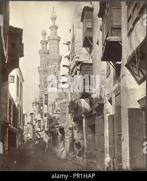 Strada del Cairo in Egitto, fotografia orientalista, Robertson e Beato, albume, ca. 1857, Robertson e Beato--firmato in negativo Foto Stock