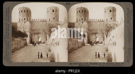 Roma, Porta di San Sebastian nel Muro Aureliano, Roma, viste stereografica di Italia, Underwood e Underwood, Underwood, Bert Foto Stock