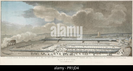 Vue du Champ de Mars, à l'instant où le Roi, les deputati à l'Assemblée nationale e les fédérés réunis, y prononcent le serment Foto Stock