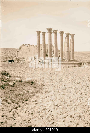 A est del Giordano e il Mar Morto. Il tempio del sole [Jerash]. 1900, Giordania, Gerasa, estinto city Foto Stock