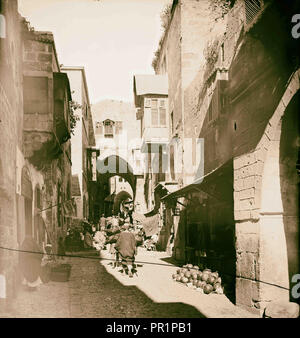 Gerusalemme El-Kouds parte inferiore di David Street. 1898, Gerusalemme, Israele Foto Stock