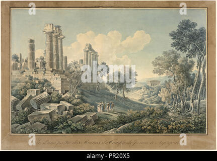 Vue d'une partie des ruines du temple de Junon à Agrigente, Bence, Jacques Martin Sylvestre, b. 1770?, Cassas, Louis François Foto Stock