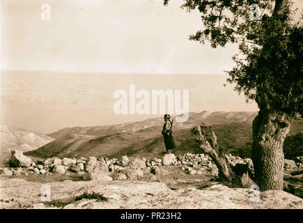 Mar Morto dal lato orientale guardando ad ovest da Zerka, area principale. 1940, Medio Oriente, Israele Foto Stock