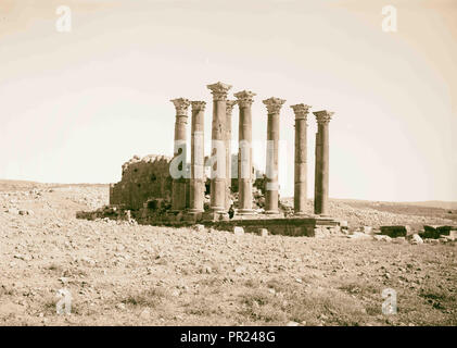 Ad est del Giordano e il Mar Morto. Il Tempio del Sole, Jerash American Colony, Gerusalemme. 1898, Giordania, Gerasa, estinto city Foto Stock