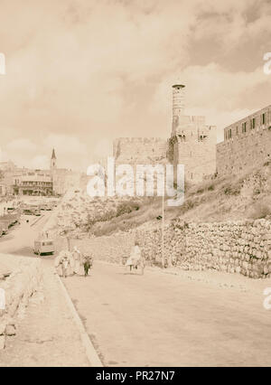 Gerusalemme (El-Kouds), approccio alla città. Cittadella di Sion. 1900, Gerusalemme, Israele Foto Stock