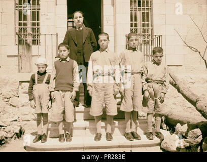 Foto di gruppo della scuola per ciechi di Hebron. 1940, West Bank, Hebron Foto Stock