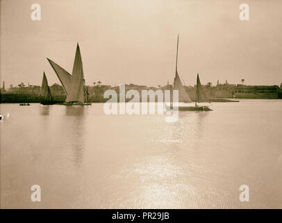 L'Egitto. Scene di fiume. Il Nilo. Scene lungo le rive del Cairo. 1934, l'Egitto, al Cairo Foto Stock