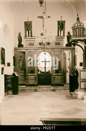 Viste del nord. Interno della chiesa greca [Cana di Galilea]. 1900, Israele, Kafr Kannā Foto Stock
