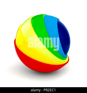 3d sfera colorata su sfondo bianco Foto Stock