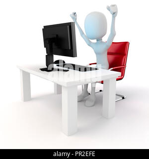 3d uomo che lavora sul computer Foto Stock