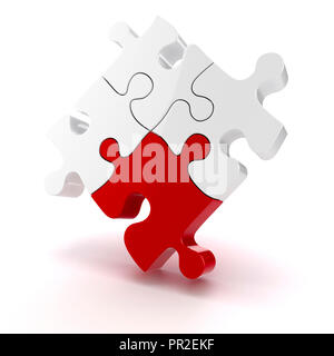3d colorato puzzle pezzo su sfondo bianco Foto Stock