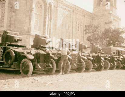 Gli eventi della Palestina. Il 1929 tumulti, agosto 23 a 31. British auto blindate 'spermanente all' durante l'epidemia. Al russo Foto Stock