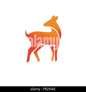 Animale selvaggio logo cervo segno, disegnati a mano design per il parco di natura emblema. Monocromatico decorativo illustrazione vettoriale di elk, best semplice cervi vettore logo Illustrazione Vettoriale