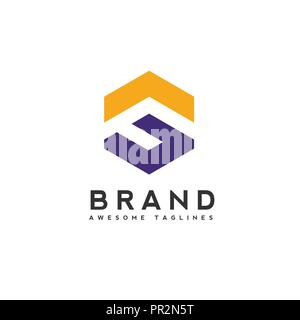 Pulire il lusso lettera F logo design esagonale. lettera F stile nascoste con esagono moderno concetto di logo Illustrazione Vettoriale