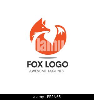 Fox cerchio simbolo del vettore, fox segno o Logo modello. creative fox faccia animale moderno design semplice concetto. Isolato Illustrazione Vettoriale