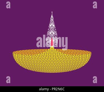 Color argilla diya vettore lampade design piatto Illustrazione Vettoriale