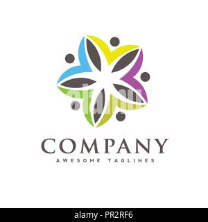 Le persone care comunità il logo colorato, family care love logo ,la salute di persone di successo il logo di cura Illustrazione Vettoriale