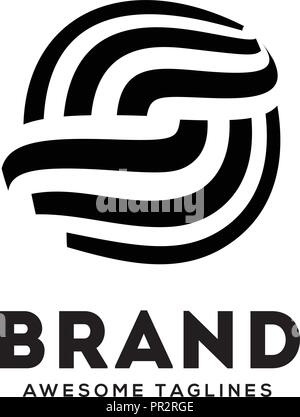 Lettera S strisce cerchio logo design agli elementi del modello. Logo lettera iniziale S circle business corporate lettera S logo design vector Illustrazione Vettoriale