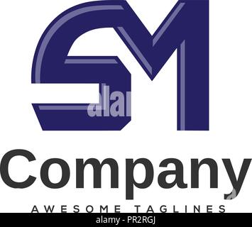 Lettera di creative SM logo design agli elementi del modello. una semplice lettera SM logo lettera,business corporate lettera SM logo design vettore. Semplice e pulita e piatta Illustrazione Vettoriale