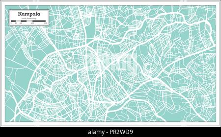 Kampala Uganda Mappa della città in stile retrò. Mappa di contorno. Illustrazione Vettoriale. Illustrazione Vettoriale