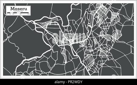 Maseru Lesotho Mappa della città in stile retrò. Mappa di contorno. Illustrazione Vettoriale. Illustrazione Vettoriale