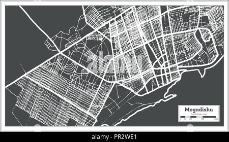 Mogadiscio Somalia Mappa della città in stile retrò. Mappa di contorno. Illustrazione Vettoriale. Illustrazione Vettoriale