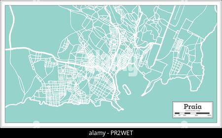 Praia Capo Verde mappa di città in stile retrò. Mappa di contorno. Illustrazione Vettoriale. Illustrazione Vettoriale