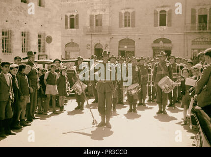 La band australiana protagonista di una sfilata di soldati australiani in Gerusalemme. 1940, Gerusalemme, Israele Foto Stock