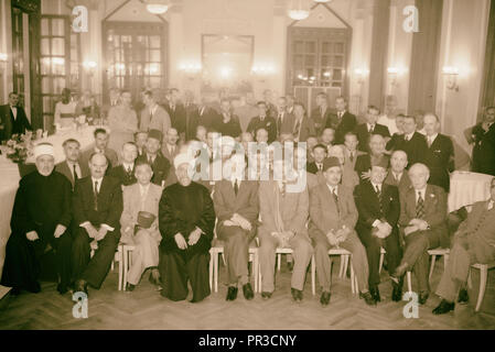 La reception al King David Hotel, 16 Ottobre '40 per gli Egiziani Ibrahim el-Mazuri & . Gruppo completo di tutti gli ospiti, Gerusalemme Foto Stock