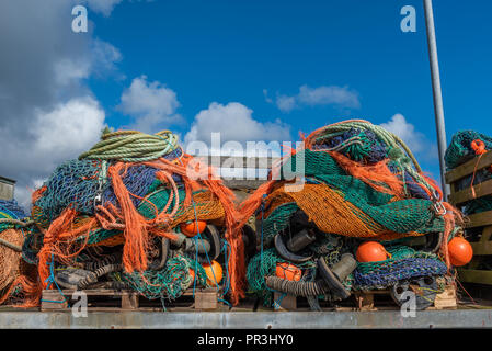 Attrezzature di pesca a strascico con rack fino a Campbeltown Argyll and Bute Scozia Scotland Foto Stock