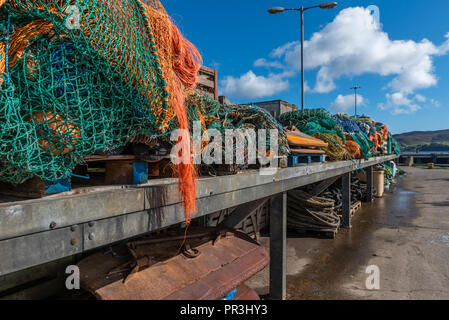 Attrezzature di pesca a strascico con rack fino a Campbeltown Argyll and Bute Scozia Scotland Foto Stock