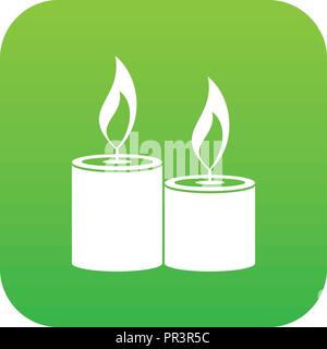 Candele aromatiche icona verde digitale Illustrazione Vettoriale