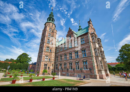 Copenhagen, Danimarca-3 agosto, 2018: Famosi il castello di Rosenborg, uno dei castelli più visitati in Copenhagen Foto Stock