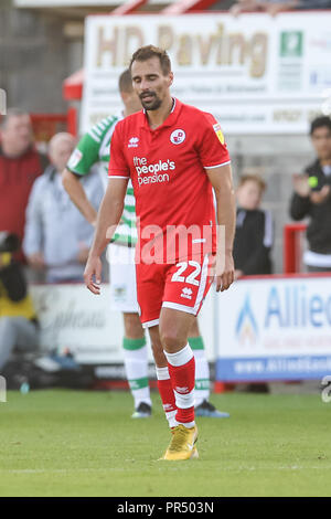 Crawley, Regno Unito. 29 Settembre 2018.Filipe Morais di Crawley Town punteggi per renderlo 3-1 durante il cielo EFL scommettere League 2 corrispondenza tra la città di Crawley e Yeovil Town al Checkatrade.com Stadium, Crawley, Inghilterra il 29 settembre 2018. Foto di Ken scintille. Solo uso editoriale, è richiesta una licenza per uso commerciale. Nessun uso in scommesse, giochi o un singolo giocatore/club/league pubblicazioni. Credit: UK Sports Pics Ltd/Alamy Live News Foto Stock