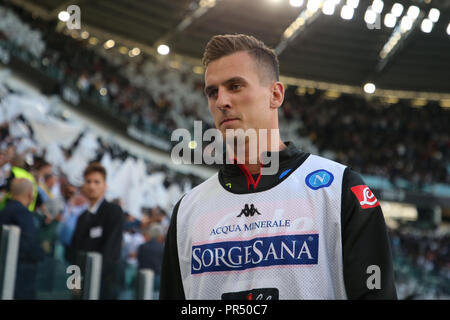 Torino , Piemonte , Italia: 2018-09-29- Campionato italiano di una partita di calcio Juventus - Napoli presso l'Allianz stadium in foto Arkadiusz Milik (Antonio Balasco) Credito: Antonio Balasco/Alamy Live News Foto Stock