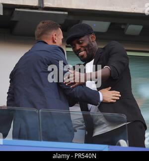 Londra, Regno Unito. 29 settembre 2018, Michael Essien durante il match di Premier League tra Chelsea e Liverpool a Stamford Bridge il 29 settembre 2018 a Londra, Inghilterra. Solo uso editoriale, è richiesta una licenza per uso commerciale. Nessun uso in scommesse, giochi o un singolo giocatore/club/league pubblicazioni. (Foto di Zed Jameson/phcimages.com) Credit: Immagini di PHC/Alamy Live News Foto Stock