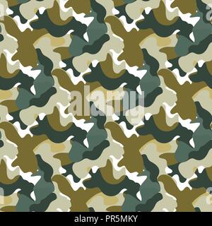 Vector Camouflage verde e grigio colore seamless pattern. Kaki ripetere como sfondo astratto. Illustrazione Vettoriale