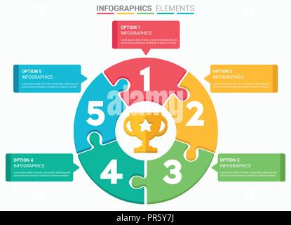 Elemento INFOGRAPHICS disegno astratto il numero cinque principali del modello di elenco Illustrazione Vettoriale