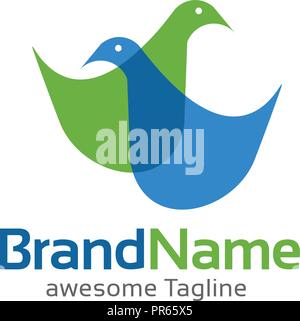 Bird logo design abstract due uccelli icona vettore per il vostro logo aziendale. Illustrazione Vettoriale