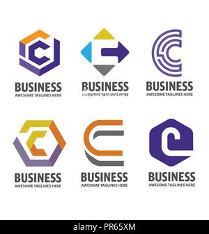 C lettera logo design illustrazione vettoriale set logo, LETTERA C vettore logo, LETTERA C vettore logo, creative lettera C la lettera logo Illustrazione Vettoriale