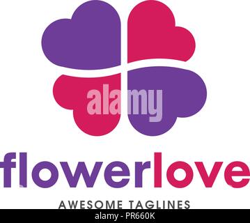 Cuore colore logo vettoriale, fiore cuore logo, forma di amore, amore concetto di logo, cuore logo, icona cuore, amore, sanitario o il medico e il simbolo di relazioni Illustrazione Vettoriale