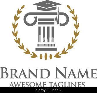 Un basso livello di istruzione vettore logo, istruzione e servizio giuridico il concetto di logo, creative studio legale logo Illustrazione Vettoriale