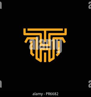 Creative iniziali del logo HT linee sottili concetto, lettera th del vettore del logo Illustrazione Vettoriale