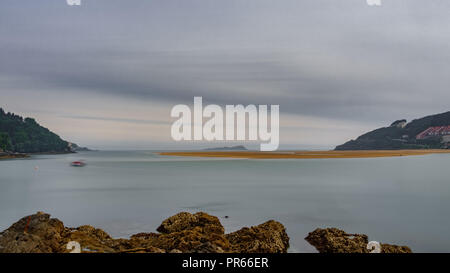 Ultra lunga esposizione di Urdaibai bay su bassa marea Foto Stock