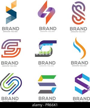 Lettera S Logo vettore di modello di progettazione logo impostare, moderna lettera S set Logo modificabile del modello per il tuo business Illustrazione Vettoriale