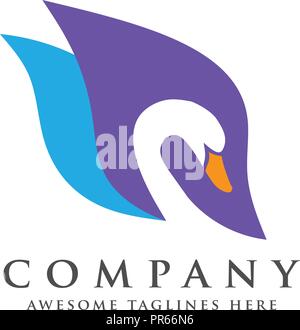 Creative ed elegante logo cigno uccello vettore logo design Illustrazione Vettoriale