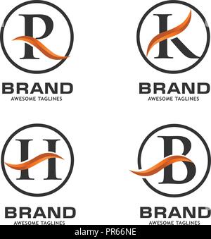 Business corporate lettera logo Swoosh Design modello. Semplice e pulito il design piatto del logo letter template vettoriale. Logo lettera per il business Illustrazione Vettoriale